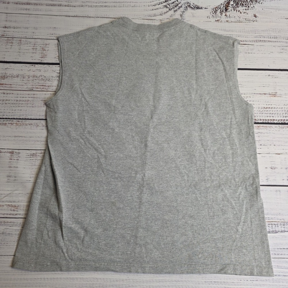 Majestic 2010 Cleveland Indians Cutoff Shirt Mens Large Gray Chief Wahoo Script - Picture 2 of 7